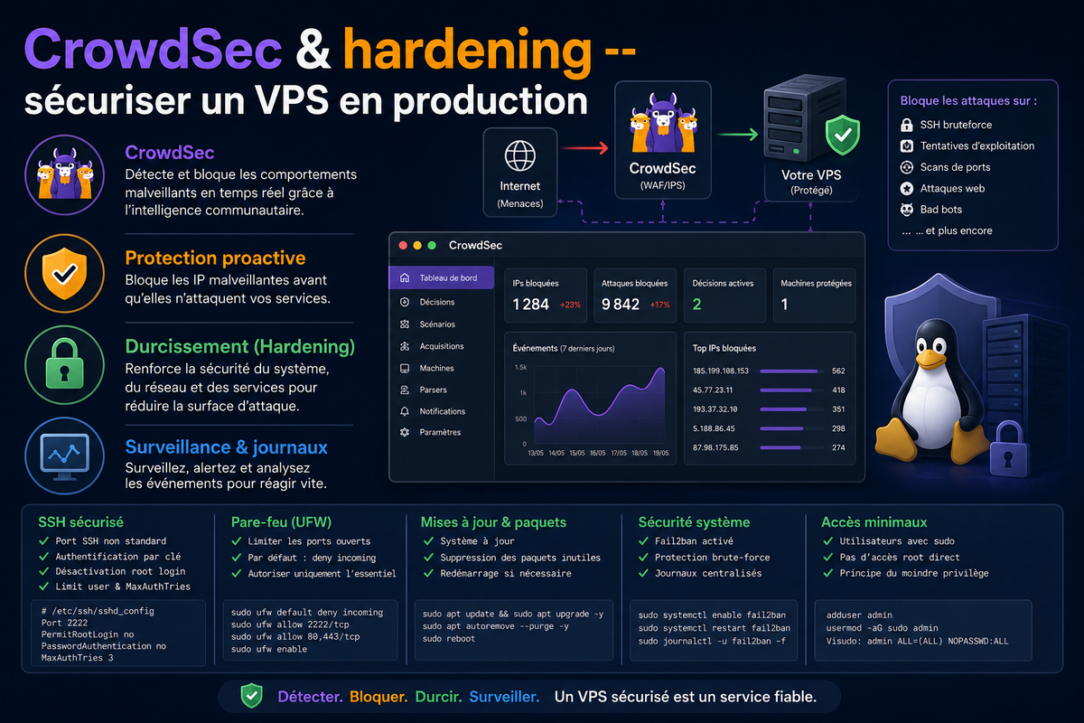 CrowdSec & hardening — sécuriser un VPS en production